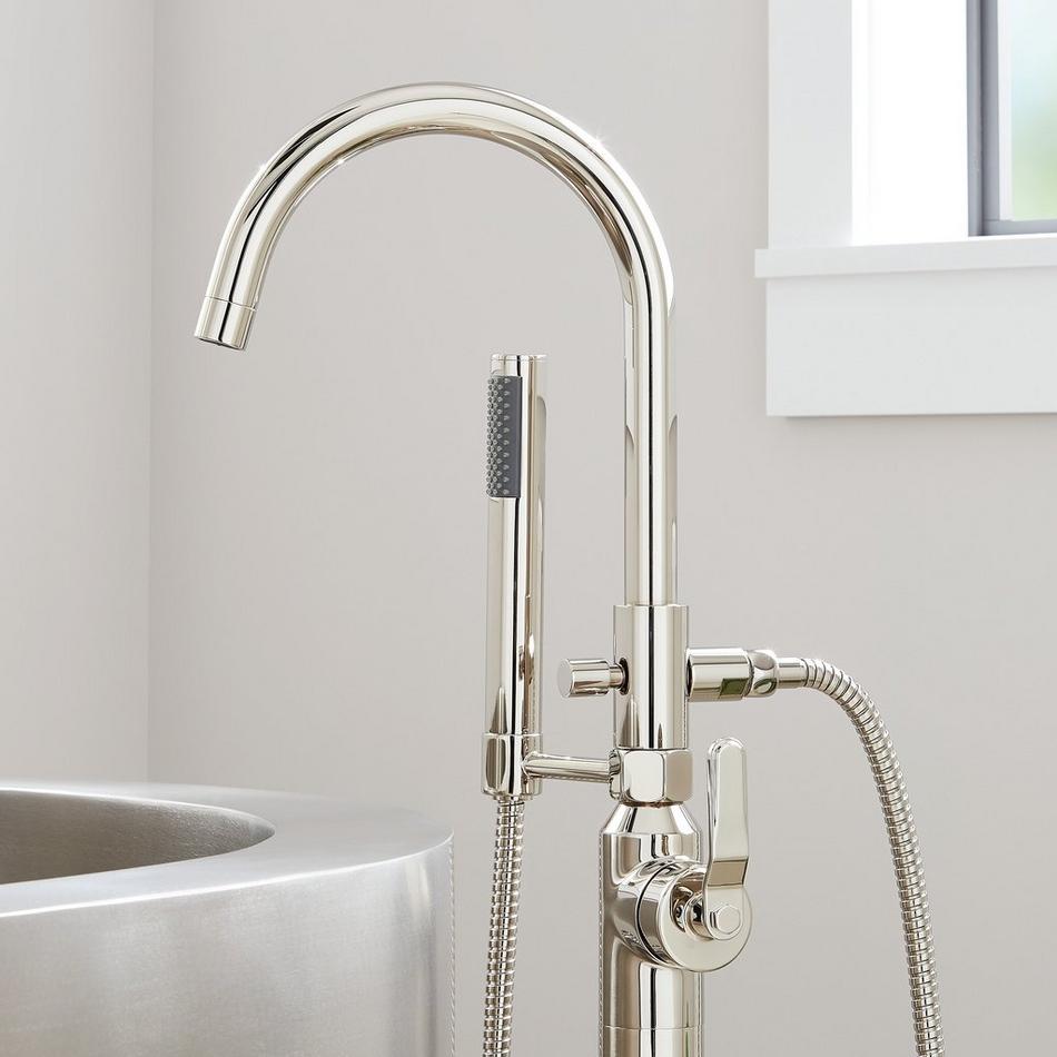 Gunther Freestanding Tub Faucet With Hand Shower - Polished Nickel, , large image number 1