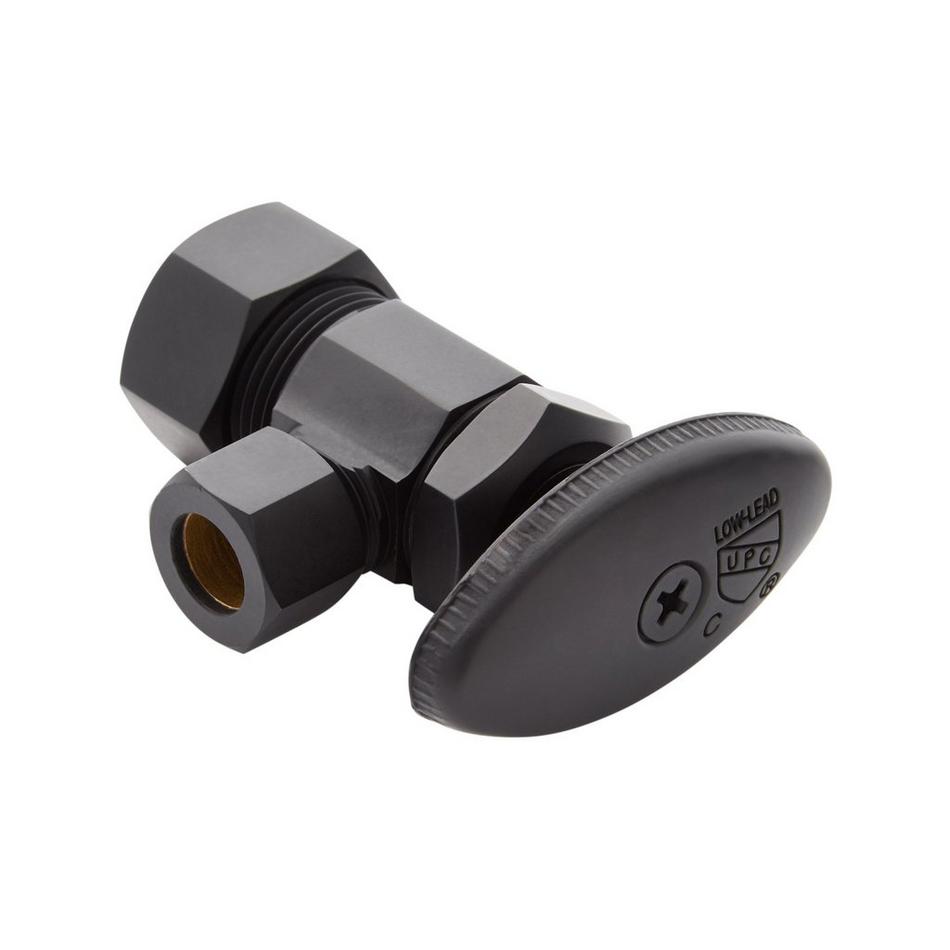 Angle Stop with Oval Handle - 5/8" X 3/8" - Matte Black, , large image number 1