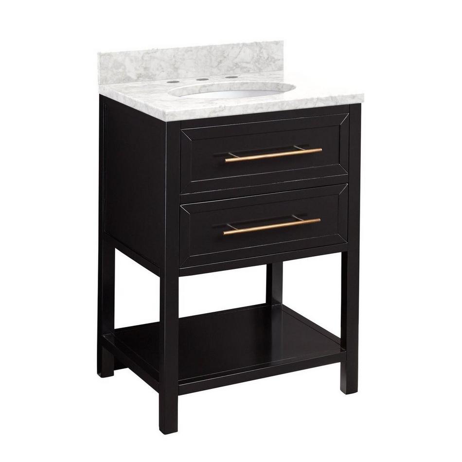 24" Robertson Console Vanity - Black - Oval Undermount - Carrara Marble - 8", , large image number 0