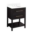 24" Robertson Console Vanity - Black - Oval Undermount - Feathered White Quartz - 8", , large image number 1