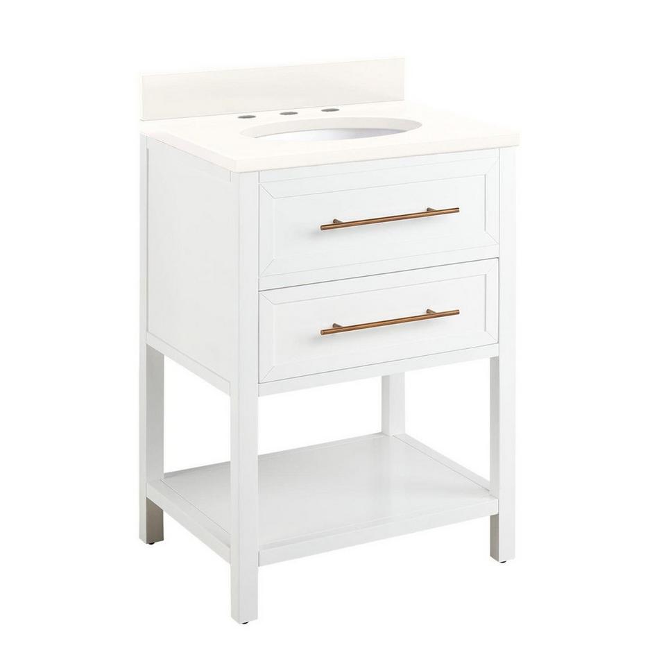 24" Robertson Vanity Cabinet - Bright White - Oval Undermount - Arctic White Quartz - 8", , large image number 1