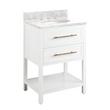 24" Robertson Vanity Cabinet - Bright White - Oval Undermount - Carrara Marble - 8", , large image number 0
