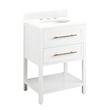 24" Robertson Vanity Cabinet - Bright White - Oval Undermount - Feathered White Quartz - 8", , large image number 1