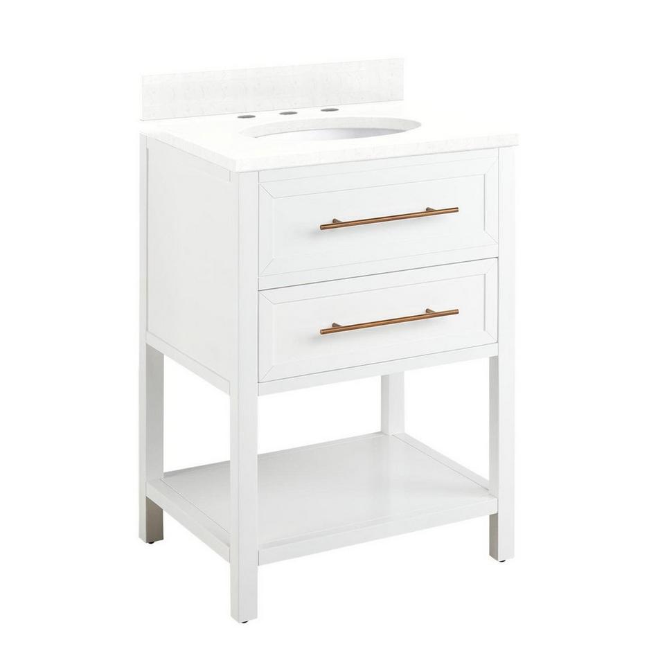 24" Robertson Vanity Cabinet - Bright White - Oval Undermount - Feathered White Quartz - 8", , large image number 1