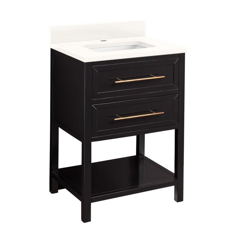 24" Robertson Console Vanity - Black - Rect Undermount - Arctic White Quartz - Single-Hole, , large image number 1