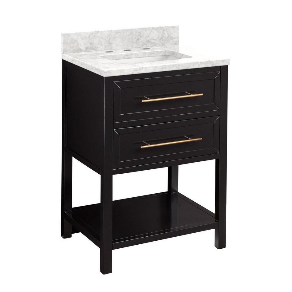 24" Robertson Console Vanity - Black - Rect Undermount - Carrara Marble - 8", , large image number 0