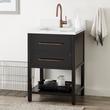 24" Robertson Console Vanity - Black - Rect Undermount - Feathered White Quartz - Single-Hole, , large image number 0