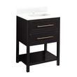 24" Robertson Console Vanity - Black - Rect Undermount - Feathered White Quartz - Single-Hole, , large image number 1
