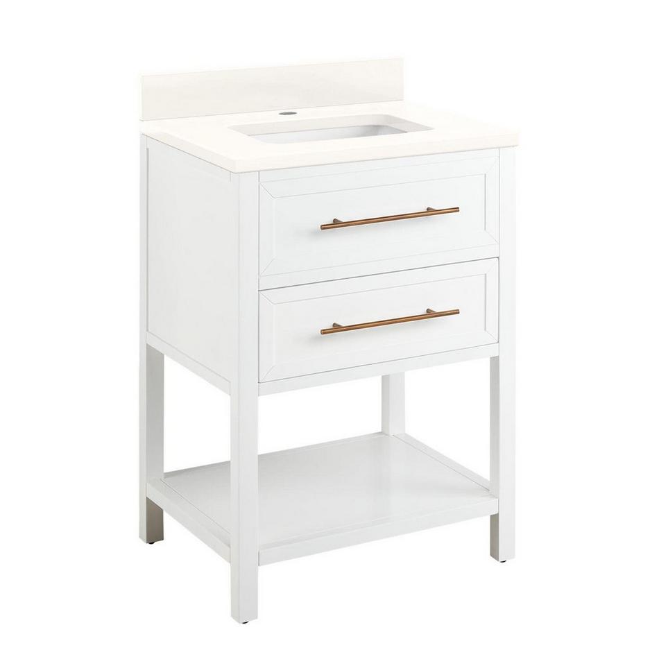 24" Robertson Vanity Cabinet - Bright White - Rect Undermount - Arctic White Quartz - Single-Hole, , large image number 1