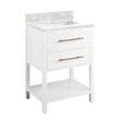 24" Robertson Vanity Cabinet - Bright White - Rect Undermount - Carrara Marble - Single-Hole, , large image number 0