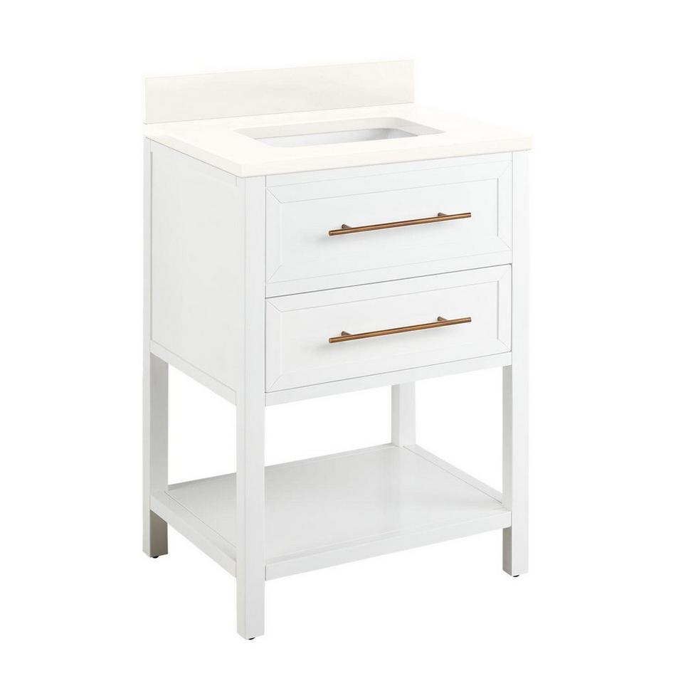 24" Robertson Vanity Cabinet - Bright White - Rect Undermount - Arctic White Quartz - No Faucet Hole, , large image number 0