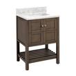 24" Olsen Console Vanity for Rect Undmnt Sink - Ash Brown - Carrara Marble Single Hole, , large image number 1