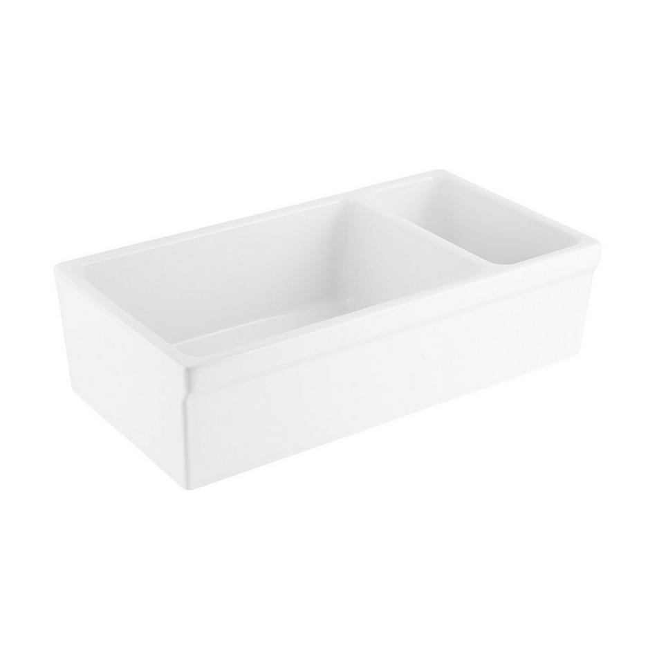 36" Gallo Reversible 80/20 Double-Bowl Fireclay Farmhouse Sink - White, , large image number 1