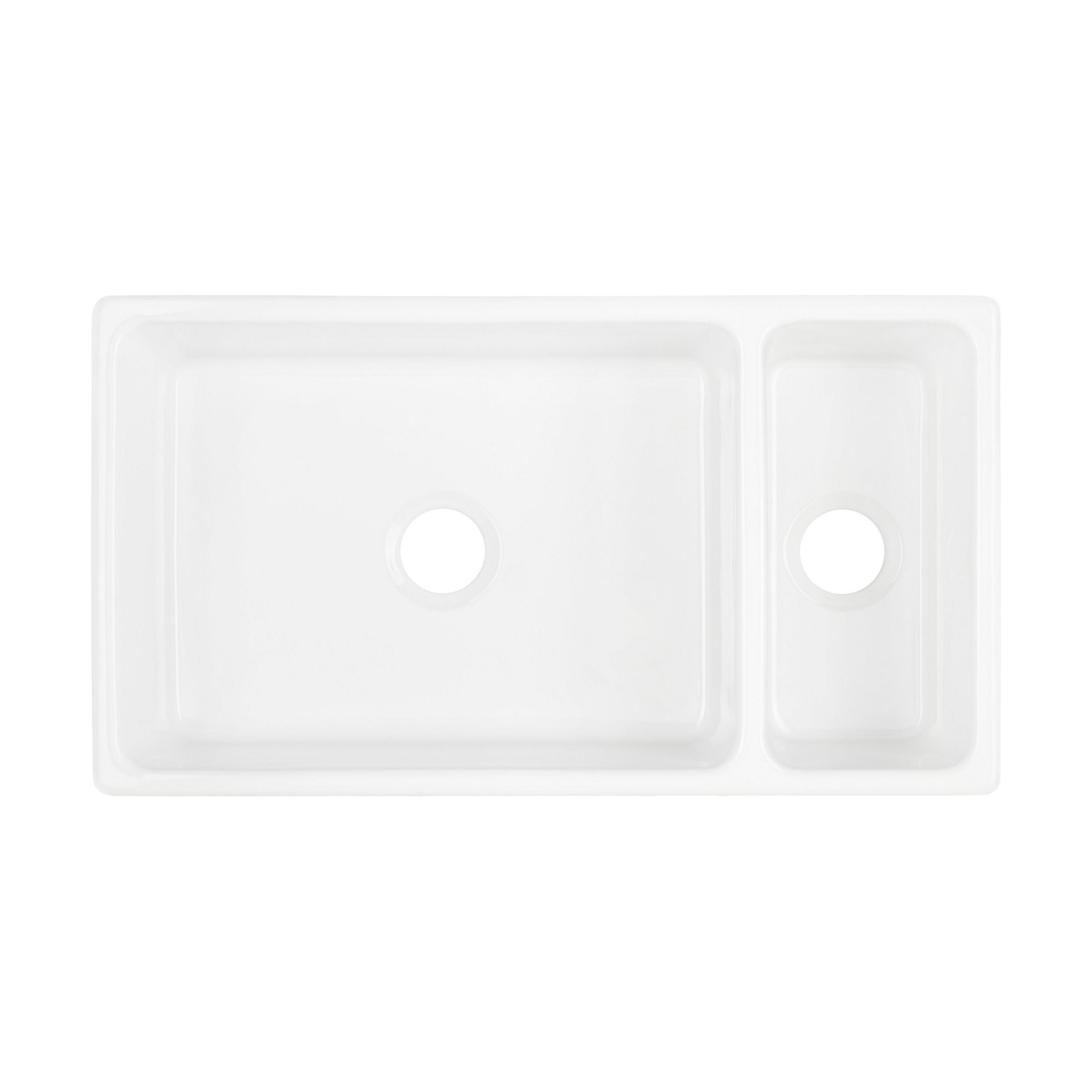 36 Gallo 80 20 Offset Double Bowl Fireclay Farmhouse Sink White