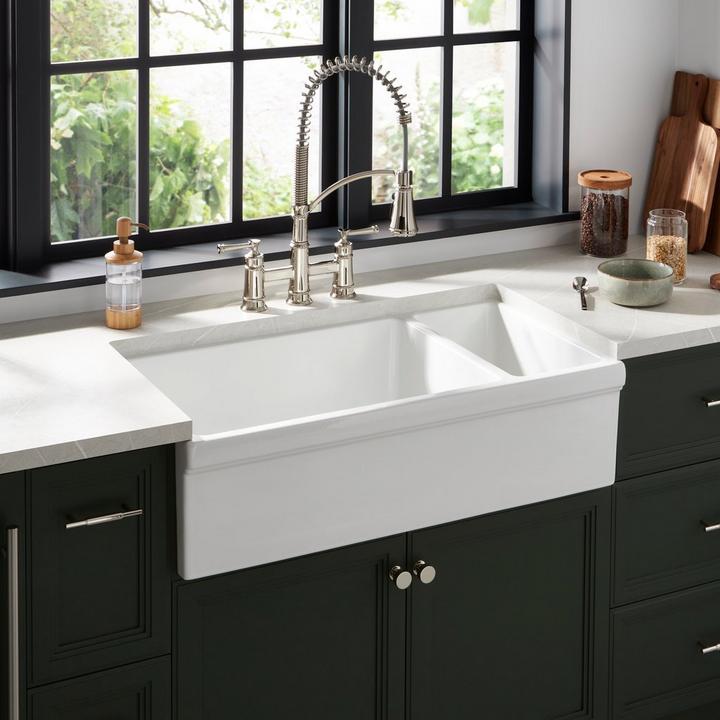 36" Gallo 80/20 Double-Bowl Fireclay Farmhouse Sink for kitchen sink collections