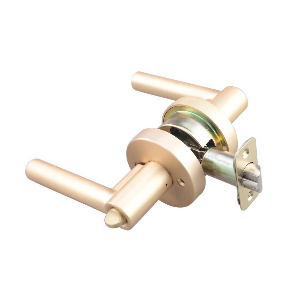 Ewing Entrance Set - Round Rosette - Round Rod Lever Handle Deadbolt - Satin Brass, , large image number 1