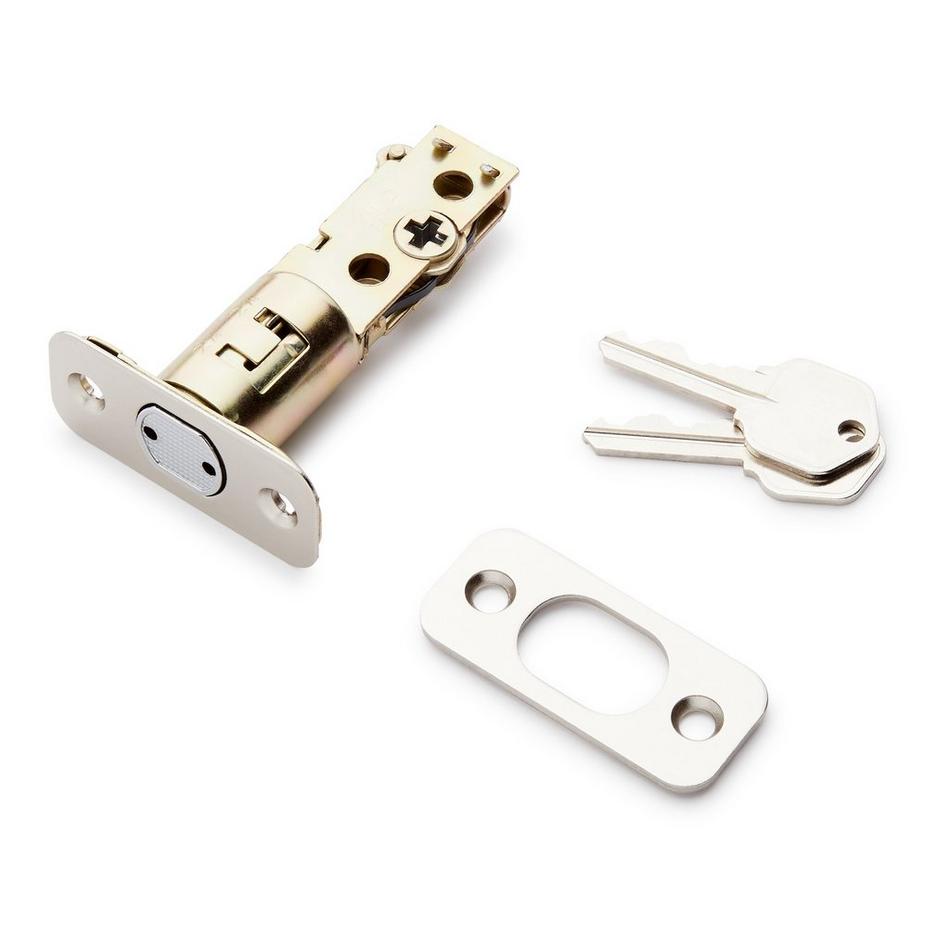 Ewing Entrance Set - Round Rosette - Round Rod Lever Handle Deadbolt - Brushed Nickel, , large image number 5