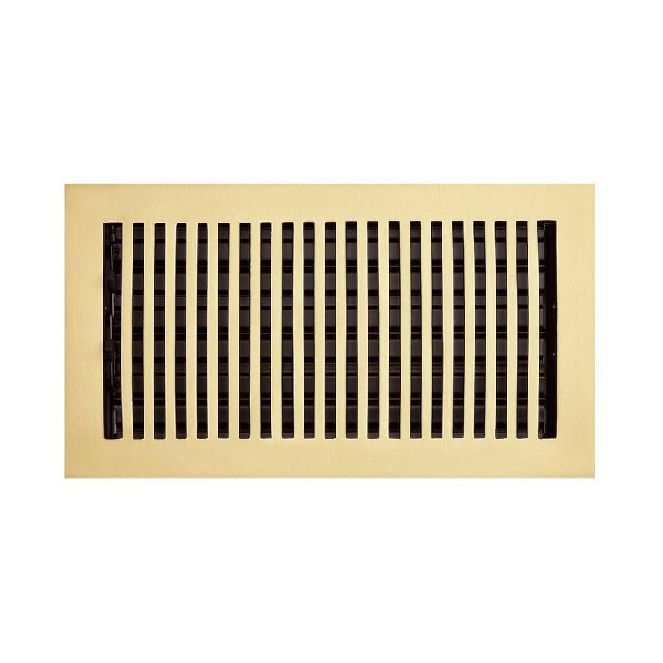 Modern Brass Floor Register - Brushed Brass 6" x 14" (7-1/2" x 15-3/4" Overall), , large image number 1