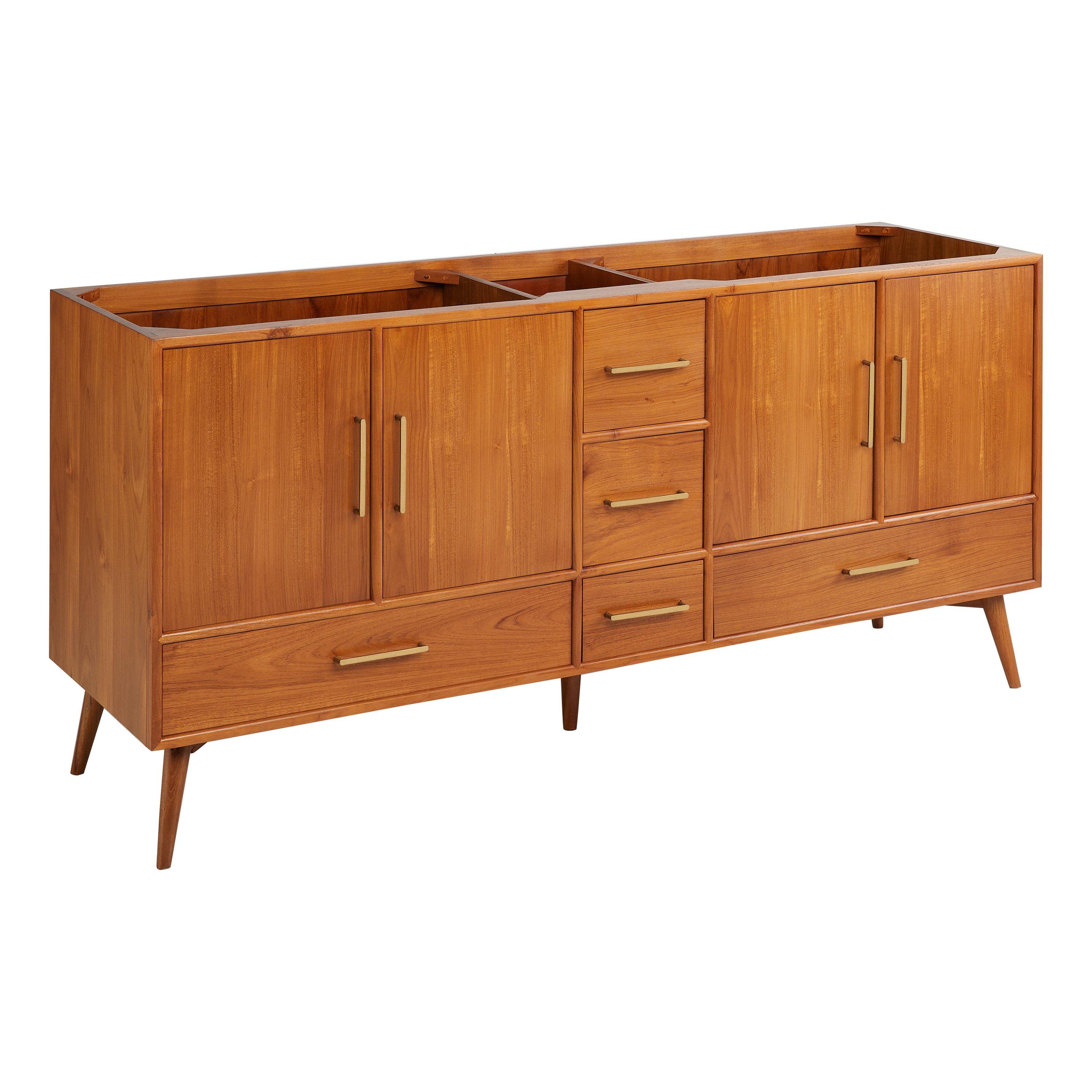 72" Novak Double Teak Vanity with Rectangular Undermount Sinks - Thumbnail 4