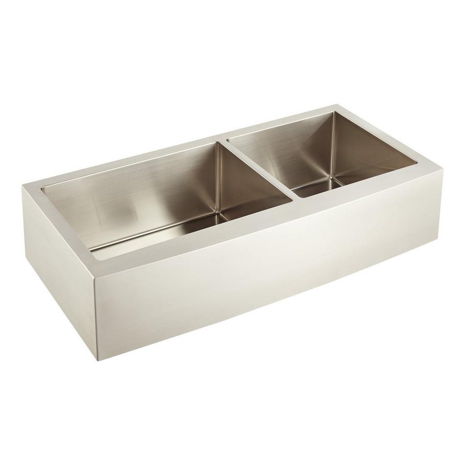 42" Fournier 60/40 Offset Double-Bowl Stainless Steel Farmhouse Sink - Curved Apron, , large image number 1