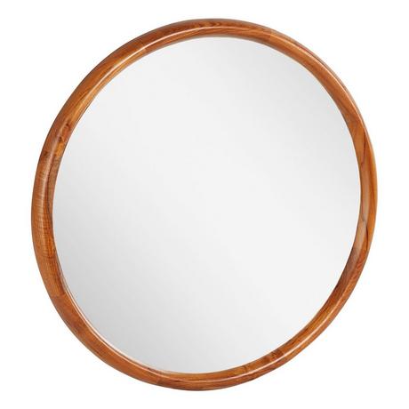 Novak Round Teak Vanity Mirror - Teak