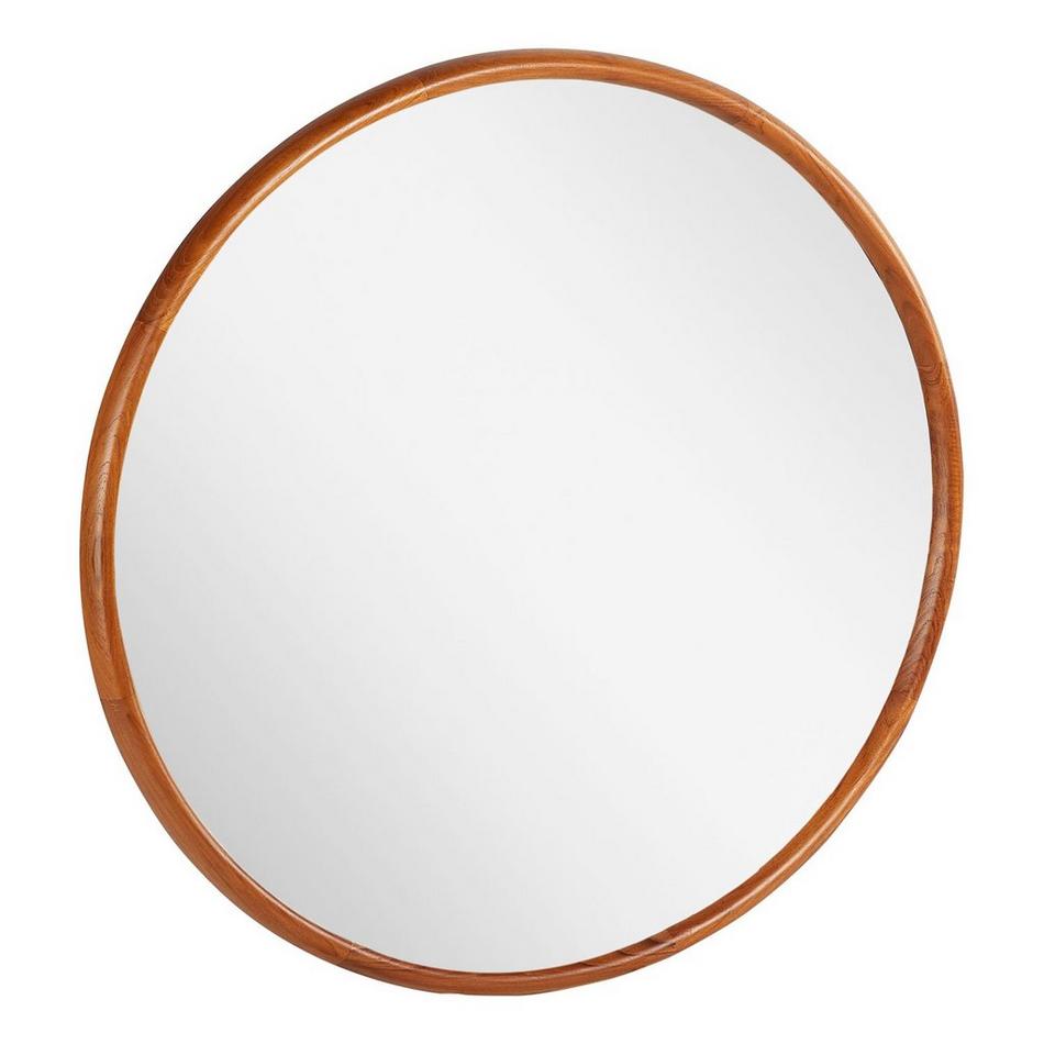 34" Novak Round Teak Vanity Mirror - Teak, , large image number 1