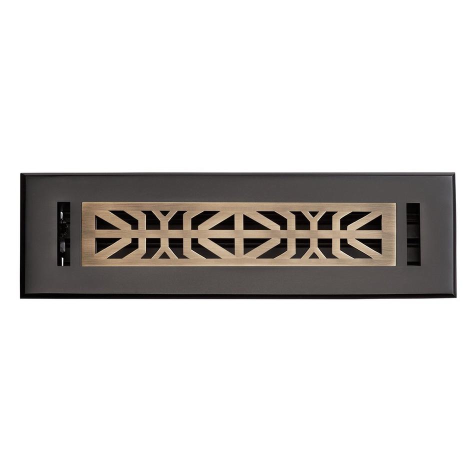 Stritzel Brass Floor Register - Black/Antique Brass 2-1/4" x 10" (3-1/2" X 11-1/4" Overall), , large image number 0