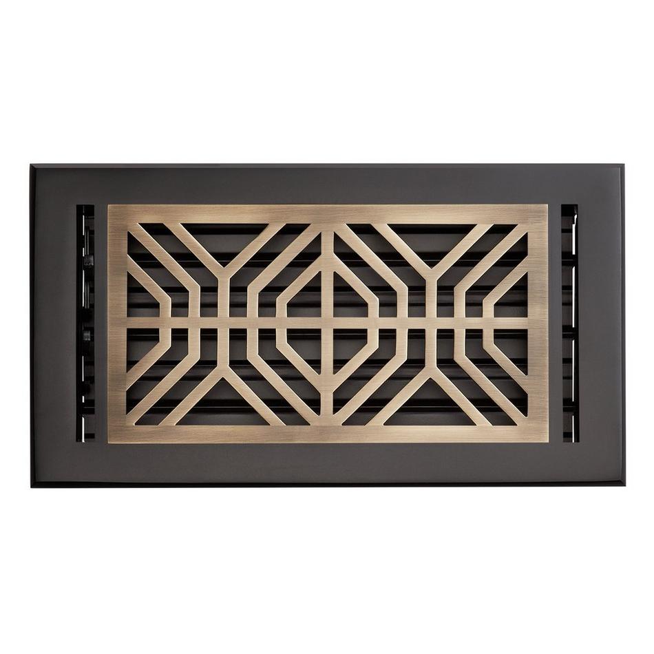 Stritzel Brass Floor Register - Black/Antique Brass 6" x 14" (7-1/4"x15"Overall), , large image number 0