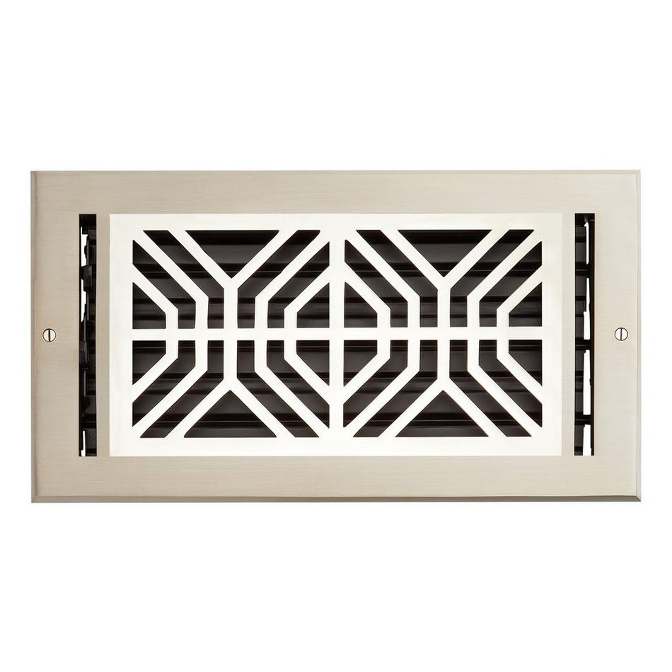 Stritzel Brass Wall Register - Brushed/Polished -Nickel 6" x 10" (7-1/4"x11"Overall), , large image number 0