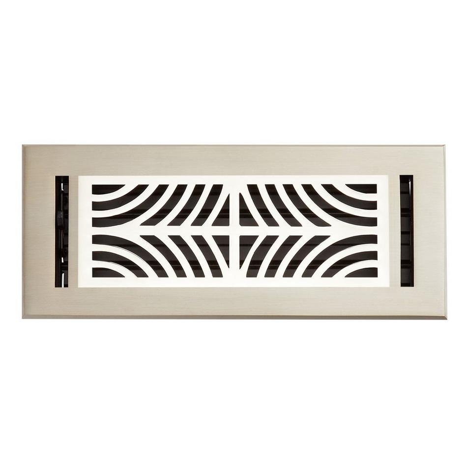 Deeken Brass Floor Register - Brushed Nickel/Polished Nickel 4" x 12" (5-1/4" X 13" Overall), , large image number 0