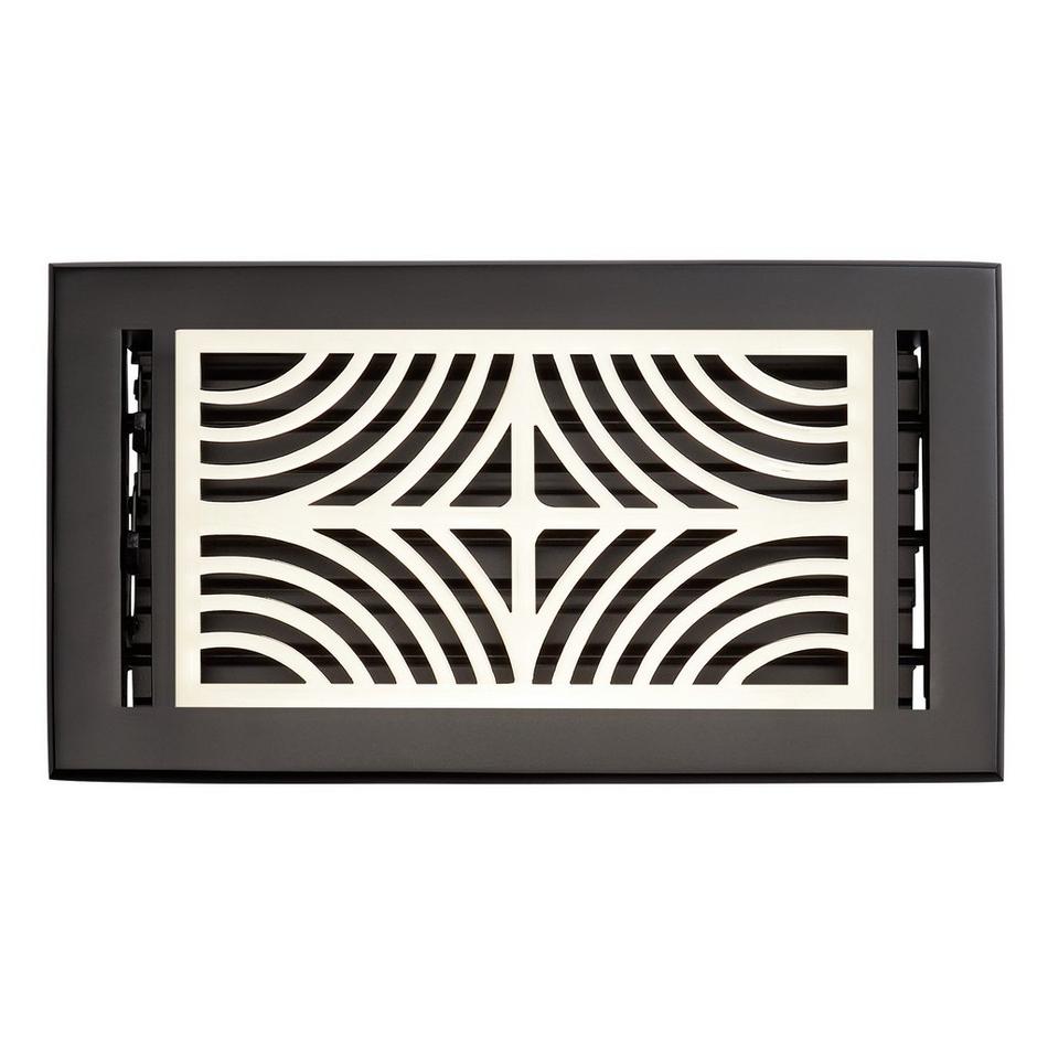 Deeken Brass Floor Register - Black/Polished Nickel 6" x 12" (7-1/4" x 13"Overall), , large image number 1