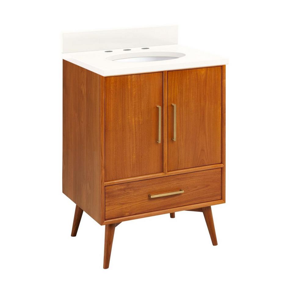 24" Novak Teak Vanity with Undermount Sink - Teak - Arctic White - Widespread, , large image number 0