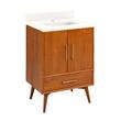 24" Novak Teak Vanity with Rectangular Undermount Sink - Teak - Arctic White - Single Hole, , large image number 0