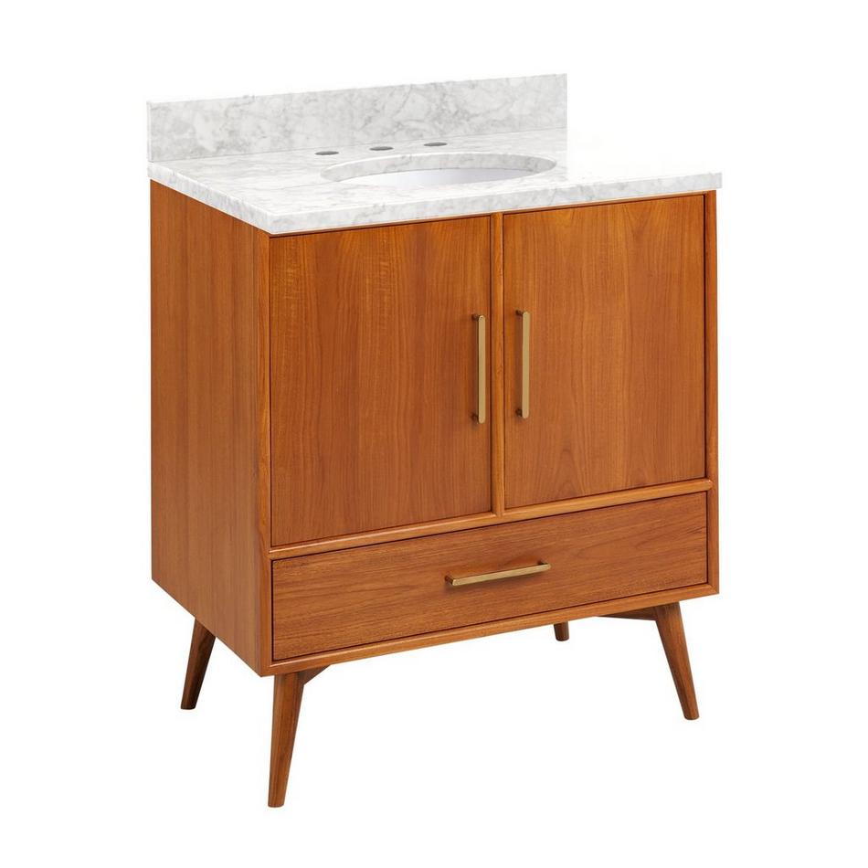 30" Novak Teak Vanity with Undermount Sink - Teak - Carrara - Widespread, , large image number 1