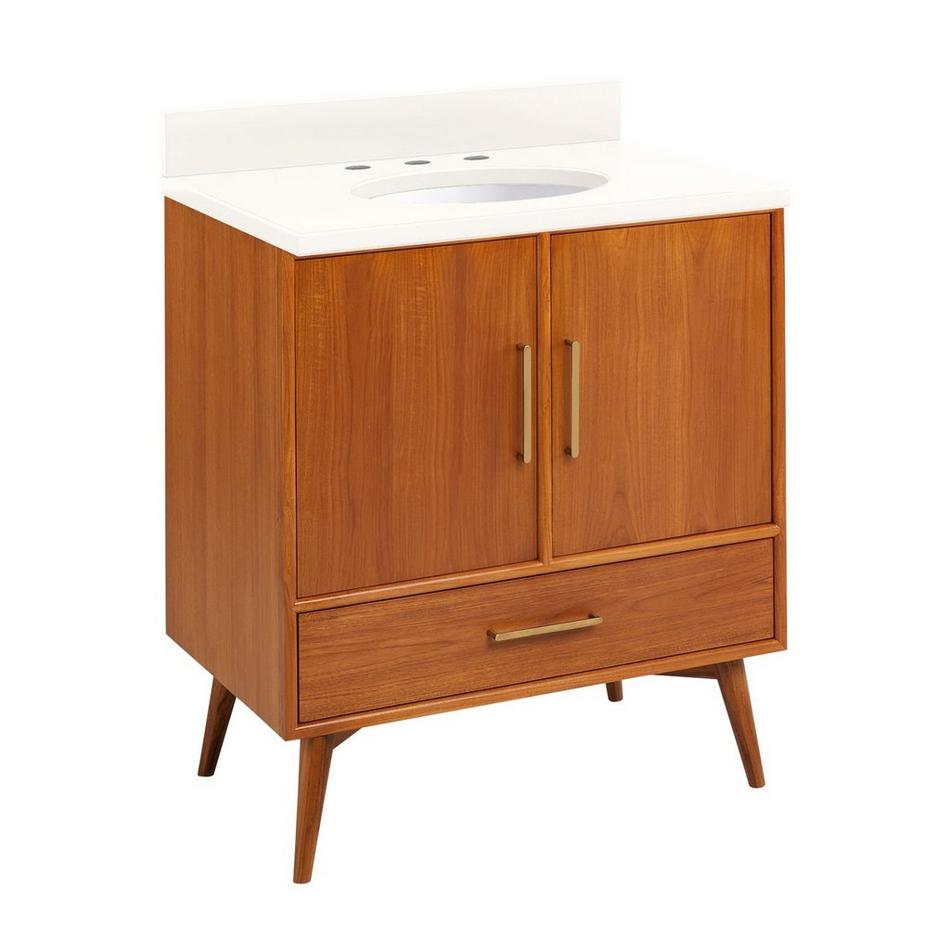 30" Novak Teak Vanity with Undermount Sink - Teak - Arctic White - Widespread, , large image number 0