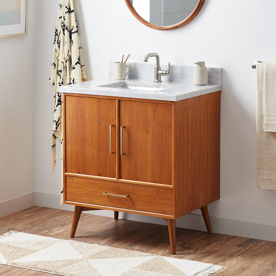 Eco-Friendly Bathroom Vanities Sets | Sustainable & Stylish |  Vanity with Round Clear Sink