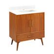 30" Novak Teak Vanity with Rectangular Undermount Sink - Teak - Feathered White - Single Hole, , large image number 0