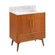 30" Novak Teak Vanity with Rectangular Undermount Sink - Teak - Carrara - No Hole, , large image number 0