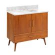 36" Novak Teak Vanity with Rectangular Undermount Sink - Teak - Carrara - Widespread, , large image number 1
