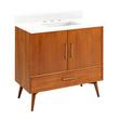 36" Novak Teak Vanity with Rectangular Undermount Sink - Teak - Feathered White - Widespread, , large image number 0