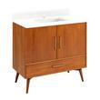 36" Novak Teak Vanity with Rectangular Undermount Sink - Teak - Feathered White - Single Hole, , large image number 0