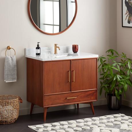36" Novak Mahogany Vanity with Rectangular Undermount Sink - Golden Ember