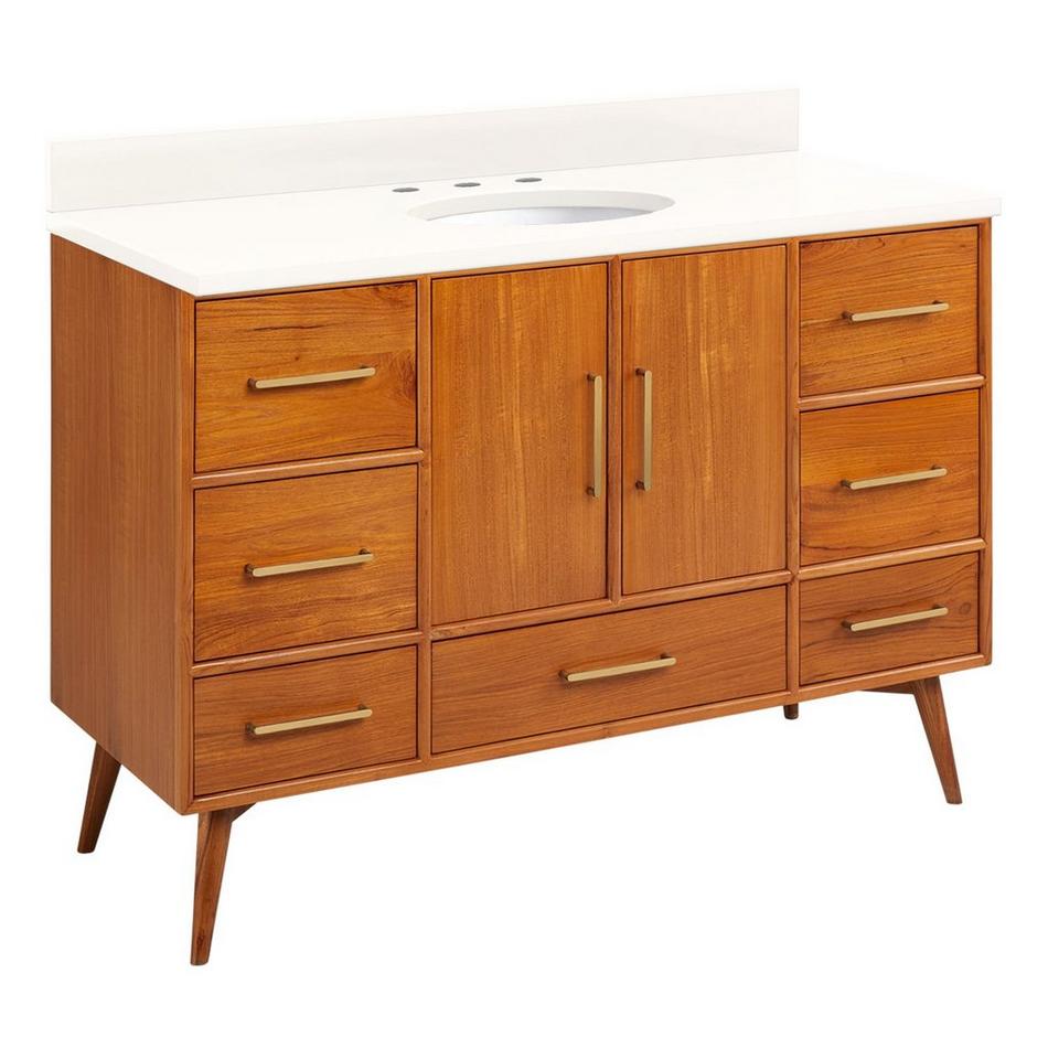 48" Novak Teak Vanity with Undermount Sink - Teak - Arctic White - Widespread, , large image number 0