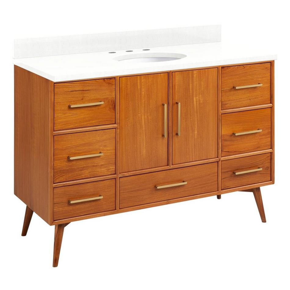 48" Novak Teak Vanity with Undermount Sink - Teak - Feathered White - Widespread, , large image number 0