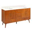 60" Novak Double Teak Vanity with Undermount Sinks - Teak - Arctic White - Widespread, , large image number 0