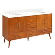 60" Novak Double Teak Vanity with Undermount Sinks - Teak - Feathered White - Widespread, , large image number 0