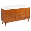 60" Novak Double Teak Vanity with Rect Undermount Sinks - Teak - Feathered White - Single Hole, , large image number 0