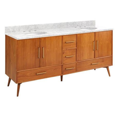 72" Novak Double Teak Vanity with Undermount Sinks - Teak