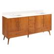 72" Novak Double Teak Vanity with Rect Undermount Sinks - Teak - Arctic White - Single Hole, , large image number 0