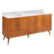 72" Novak Double Teak Vanity with Rectangular Undermount Sinks - Teak - Carrara - Single Hole, , large image number 1